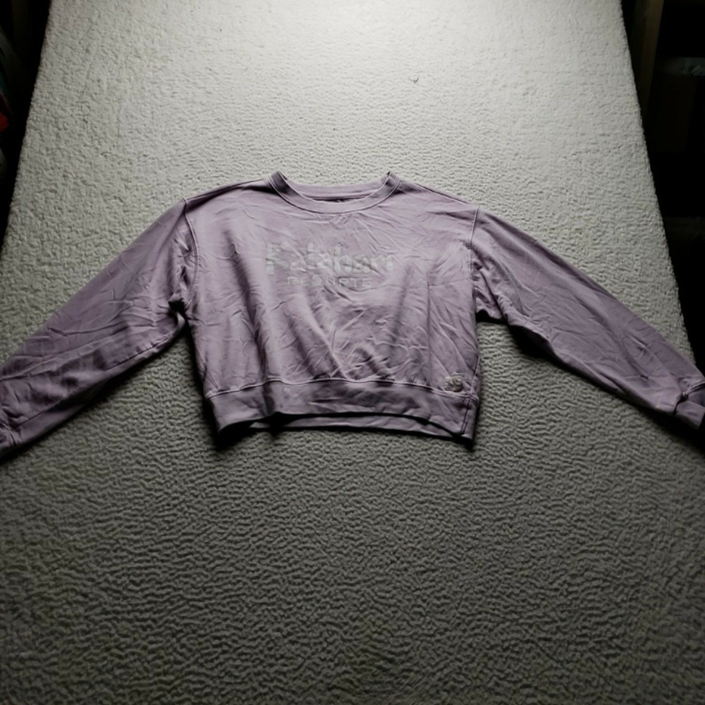 PINK Victoria's Secret Sweatshirt Womens Large Purple Cropped Graphic Pullover